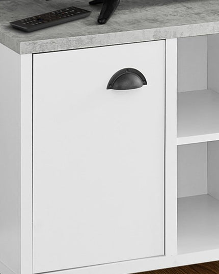 47" Gray And White Wood Enclosed and Open Storage TV Stand