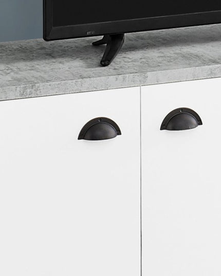 60" White Cabinet Enclosed Storage TV Stand