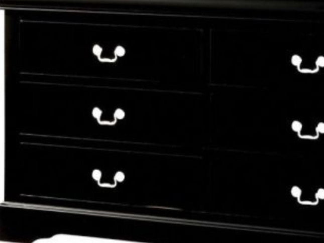 60" Black Solid and Manufactured Wood Six Drawer Double Dresser