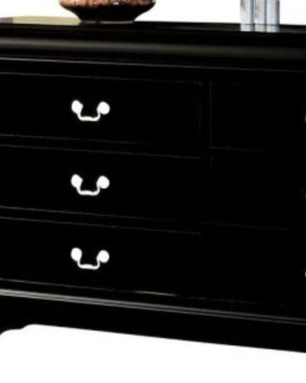 60" Black Solid and Manufactured Wood Six Drawer Double Dresser