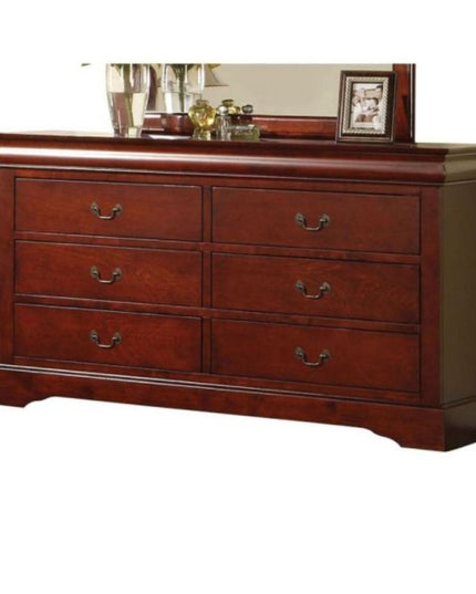 60" Black Solid and Manufactured Wood Six Drawer Double Dresser
