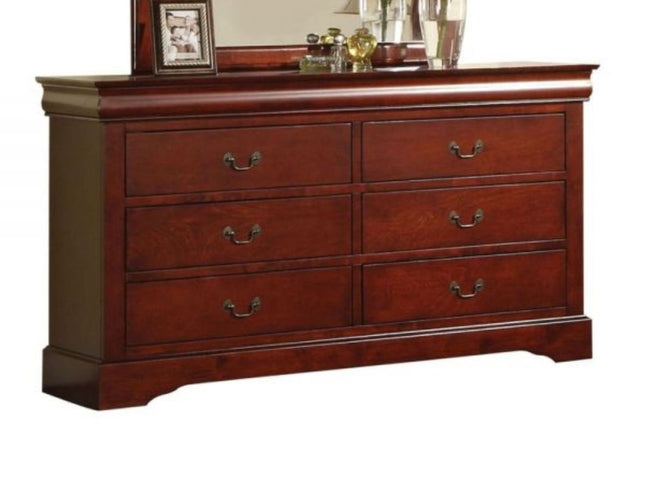 60" Black Solid and Manufactured Wood Six Drawer Double Dresser