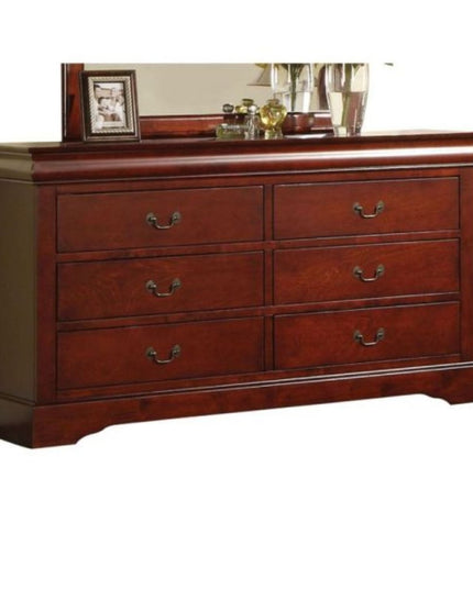 60" Black Solid and Manufactured Wood Six Drawer Double Dresser