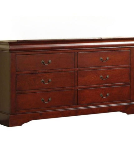 60" Black Solid and Manufactured Wood Six Drawer Double Dresser