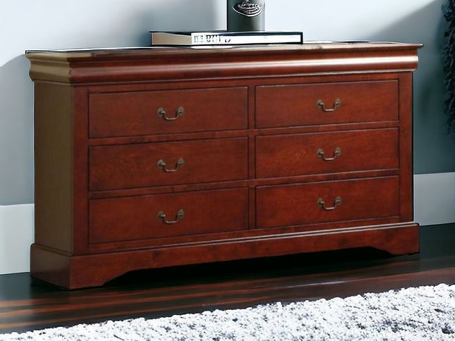 60" Black Solid and Manufactured Wood Six Drawer Double Dresser