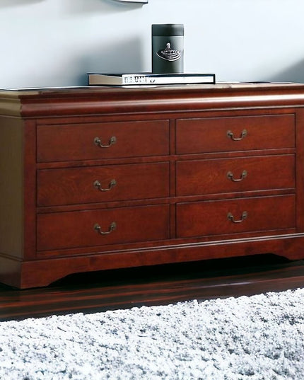 60" Black Solid and Manufactured Wood Six Drawer Double Dresser