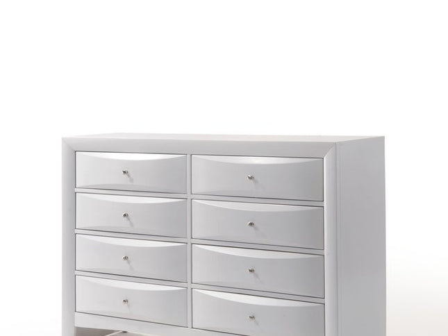 59" White Solid and Manufactured Wood Eight Drawer Double Dresser