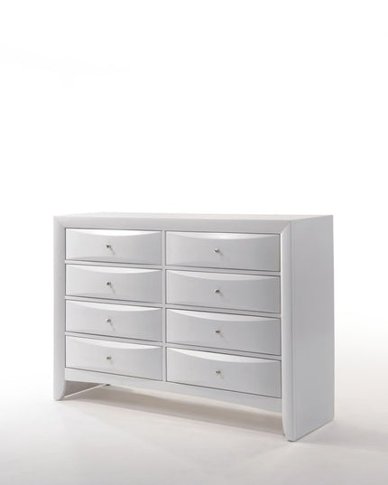 59" White Solid and Manufactured Wood Eight Drawer Double Dresser
