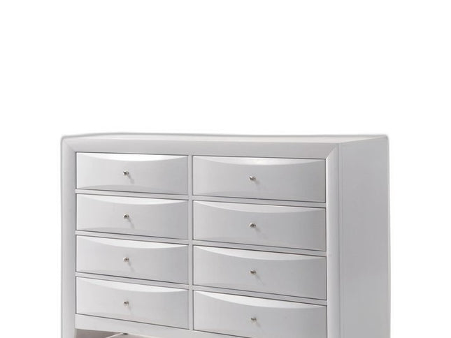 59" White Solid and Manufactured Wood Eight Drawer Double Dresser