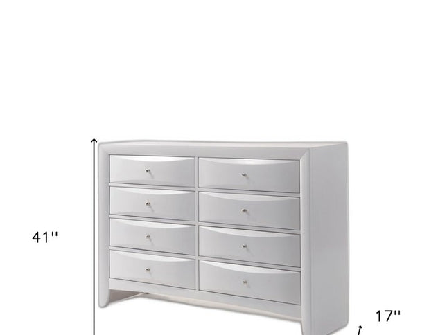 59" White Solid and Manufactured Wood Eight Drawer Double Dresser