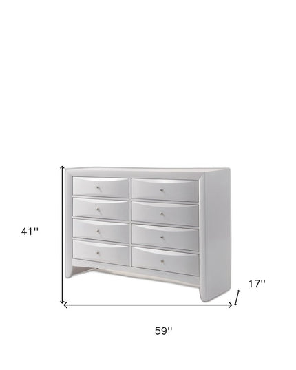 59" White Solid and Manufactured Wood Eight Drawer Double Dresser