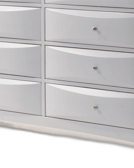 59" White Solid and Manufactured Wood Eight Drawer Double Dresser