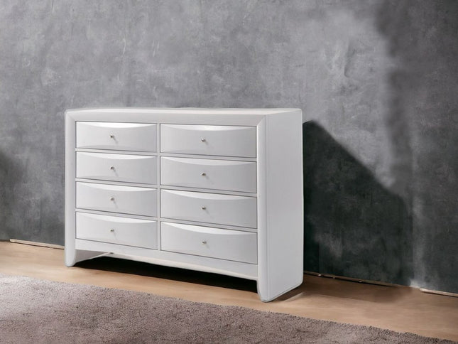 59" White Solid and Manufactured Wood Eight Drawer Double Dresser