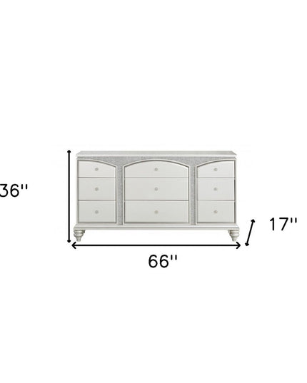 66" Platinum Manufactured Wood Nine Drawer Dresser