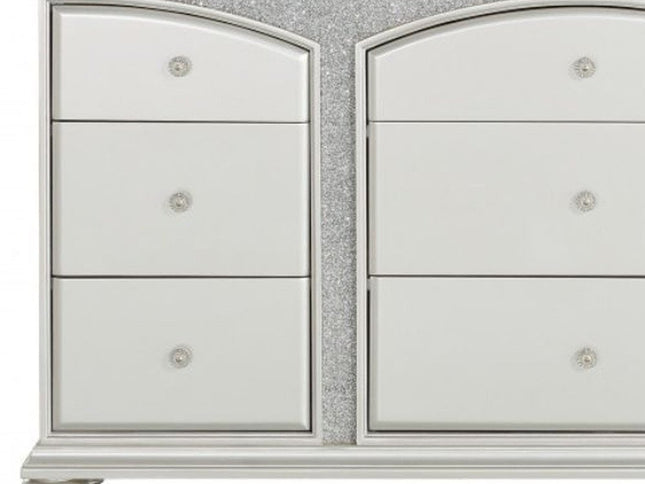 66" Platinum Manufactured Wood Nine Drawer Dresser