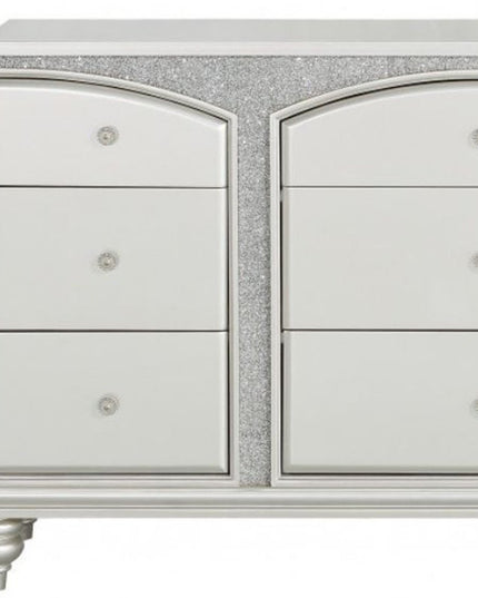 66" Platinum Manufactured Wood Nine Drawer Dresser