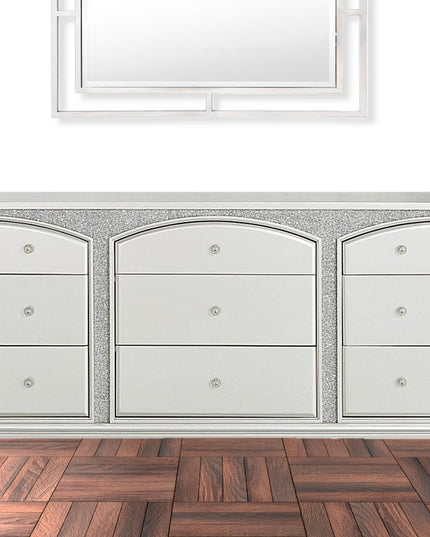 66" Platinum Manufactured Wood Nine Drawer Dresser