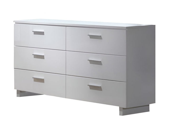 63" White Six Drawer Double Dresser