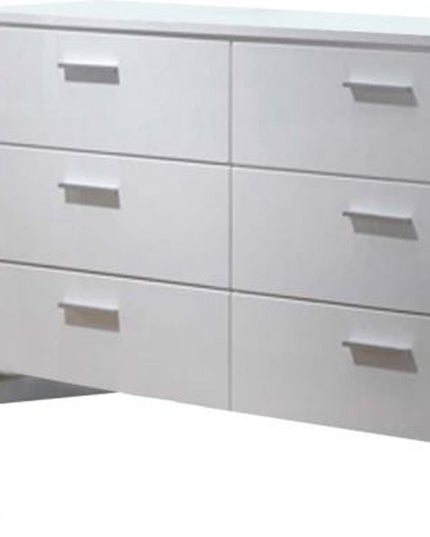 63" White Six Drawer Double Dresser
