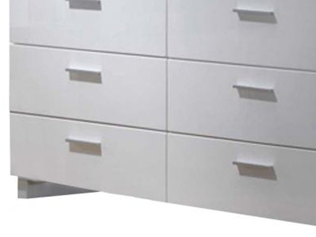 63" White Six Drawer Double Dresser
