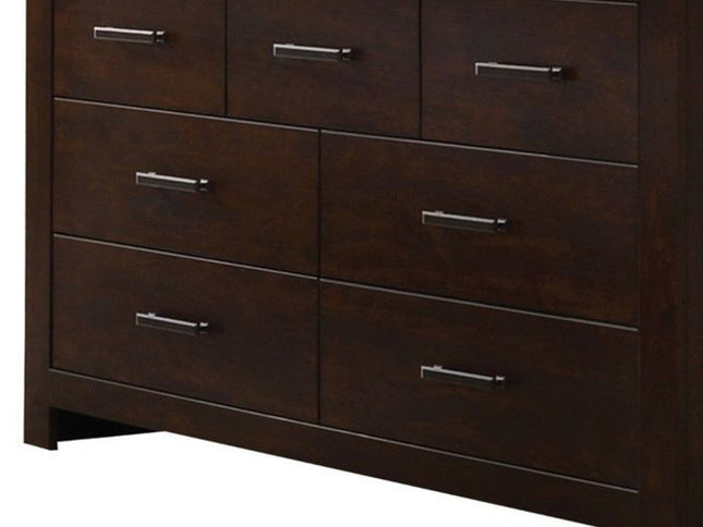 55" Mahogany Seven Drawer Double Dresser