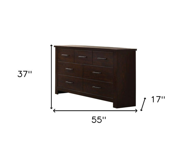 55" Mahogany Seven Drawer Double Dresser