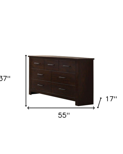 55" Mahogany Seven Drawer Double Dresser