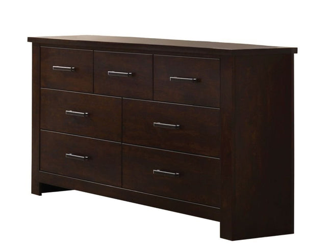 55" Mahogany Seven Drawer Double Dresser