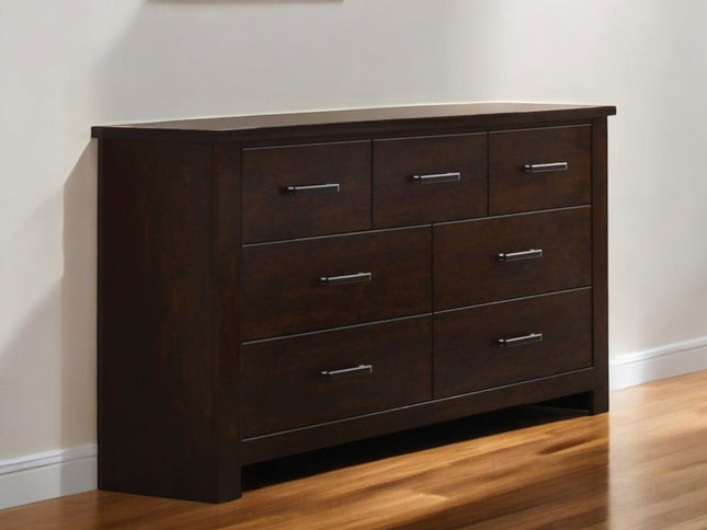 55" Mahogany Seven Drawer Double Dresser