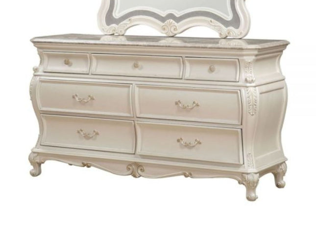 66" Pearl Solid and Manufactured Wood Seven Drawer Triple Dresser