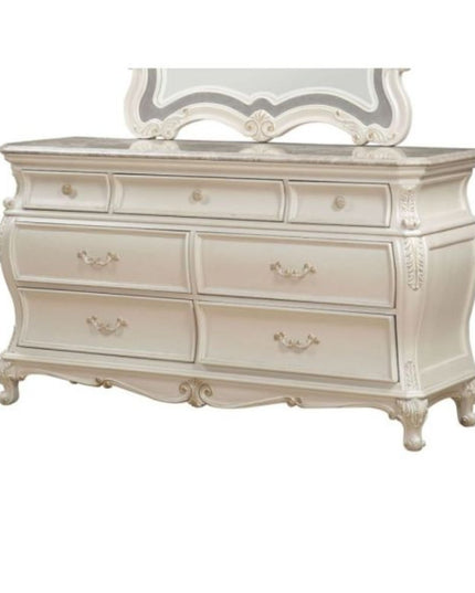 66" Pearl Solid and Manufactured Wood Seven Drawer Triple Dresser