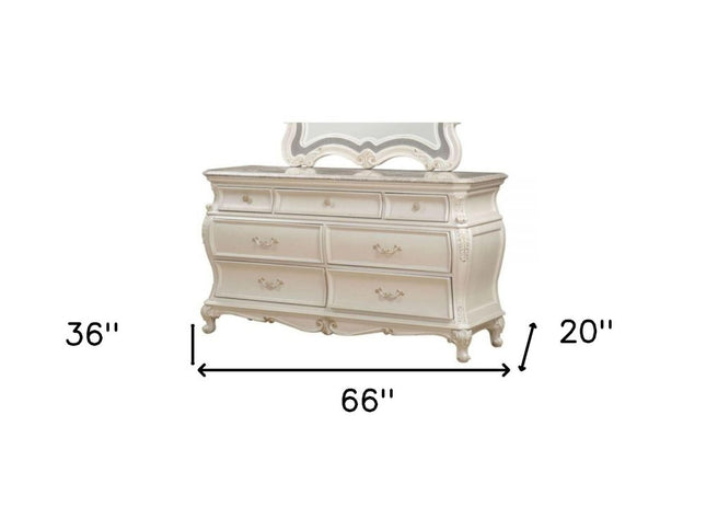 66" Pearl Solid and Manufactured Wood Seven Drawer Triple Dresser