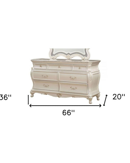 66" Pearl Solid and Manufactured Wood Seven Drawer Triple Dresser