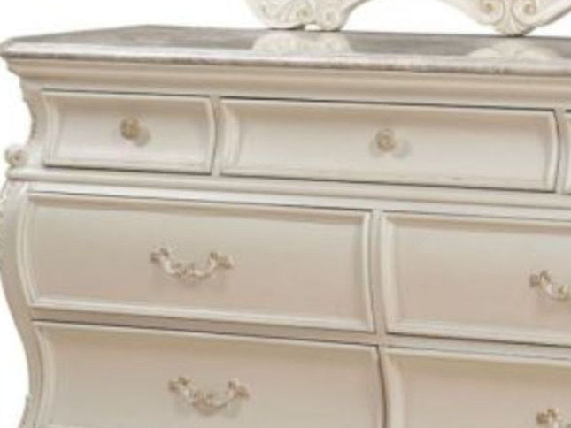 66" Pearl Solid and Manufactured Wood Seven Drawer Triple Dresser