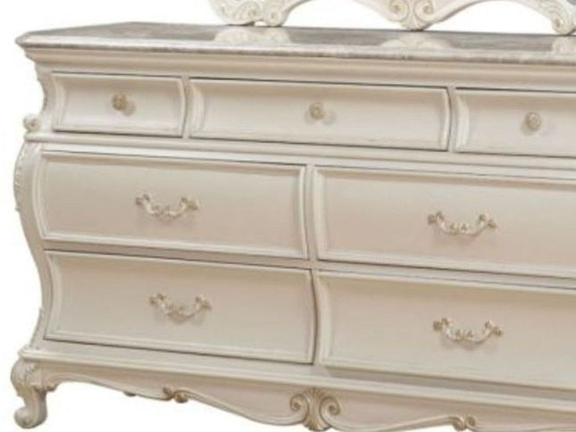 66" Pearl Solid and Manufactured Wood Seven Drawer Triple Dresser