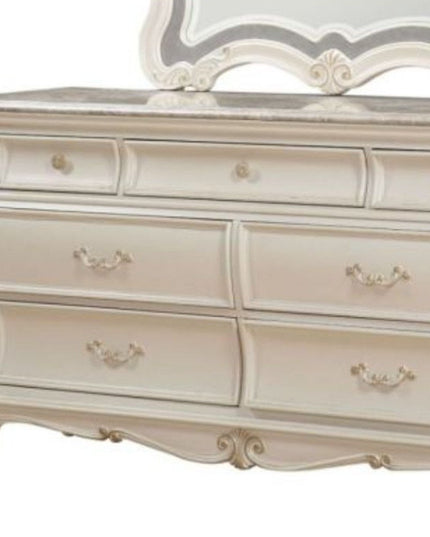 66" Pearl Solid and Manufactured Wood Seven Drawer Triple Dresser
