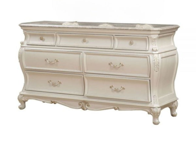 66" Pearl Solid and Manufactured Wood Seven Drawer Triple Dresser