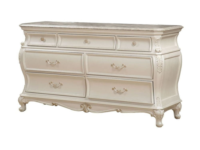 66" Pearl Solid and Manufactured Wood Seven Drawer Triple Dresser