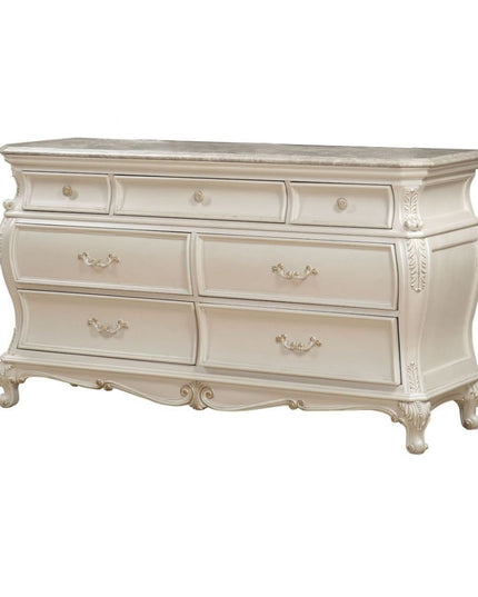 66" Pearl Solid and Manufactured Wood Seven Drawer Triple Dresser