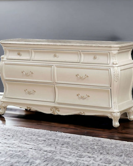 66" Pearl Solid and Manufactured Wood Seven Drawer Triple Dresser