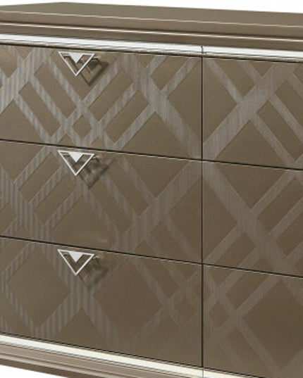 66" Champagne Solid and Manufactured Wood Six Drawer Double Dresser