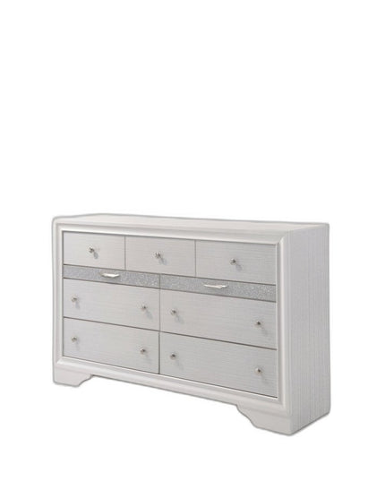 63" White Manufactured Wood Nine Drawer Triple Dresser