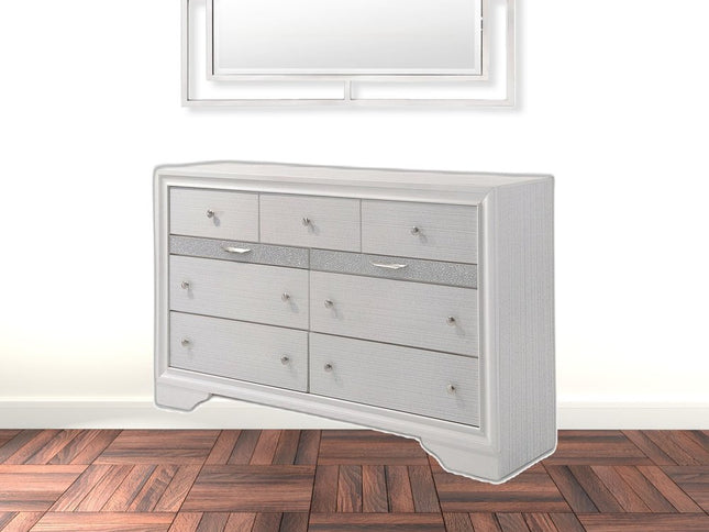 63" White Manufactured Wood Nine Drawer Triple Dresser