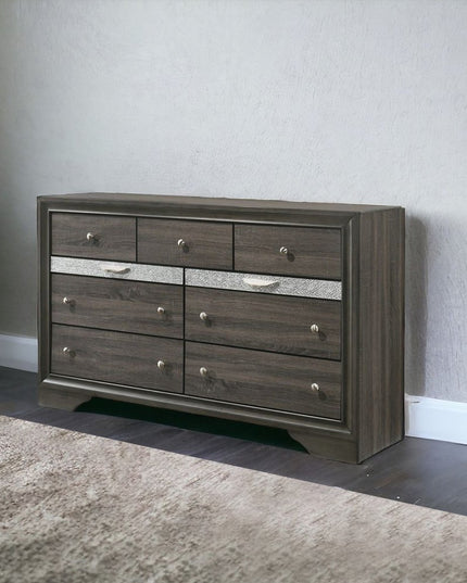 63" Black Manufactured Wood Nine Drawer Gentlemans Chest