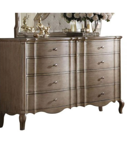 64" Taupe Solid and Manufactured Wood Eight Drawer Double Dresser