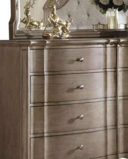 64" Taupe Solid and Manufactured Wood Eight Drawer Double Dresser