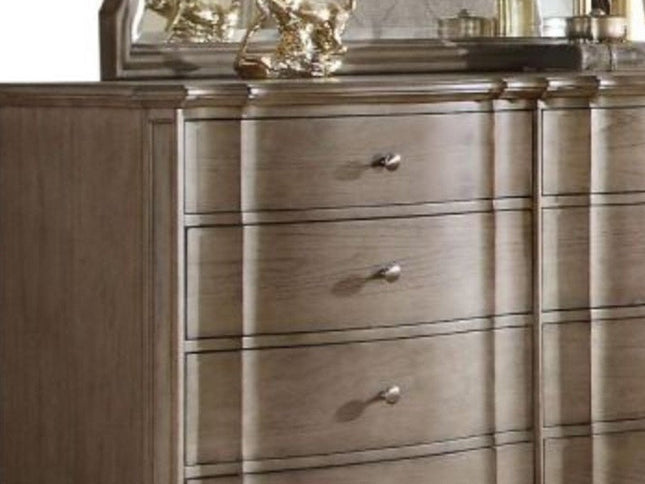 64" Taupe Solid and Manufactured Wood Eight Drawer Double Dresser
