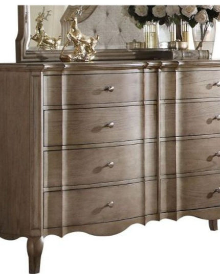 64" Taupe Solid and Manufactured Wood Eight Drawer Double Dresser