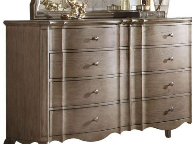 64" Taupe Solid and Manufactured Wood Eight Drawer Double Dresser