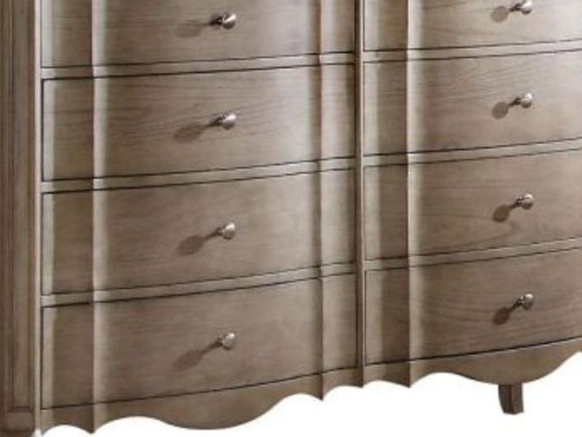 64" Taupe Solid and Manufactured Wood Eight Drawer Double Dresser